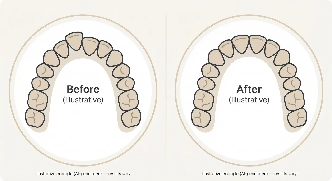 Illustrative before and after diagram of crowding correction
