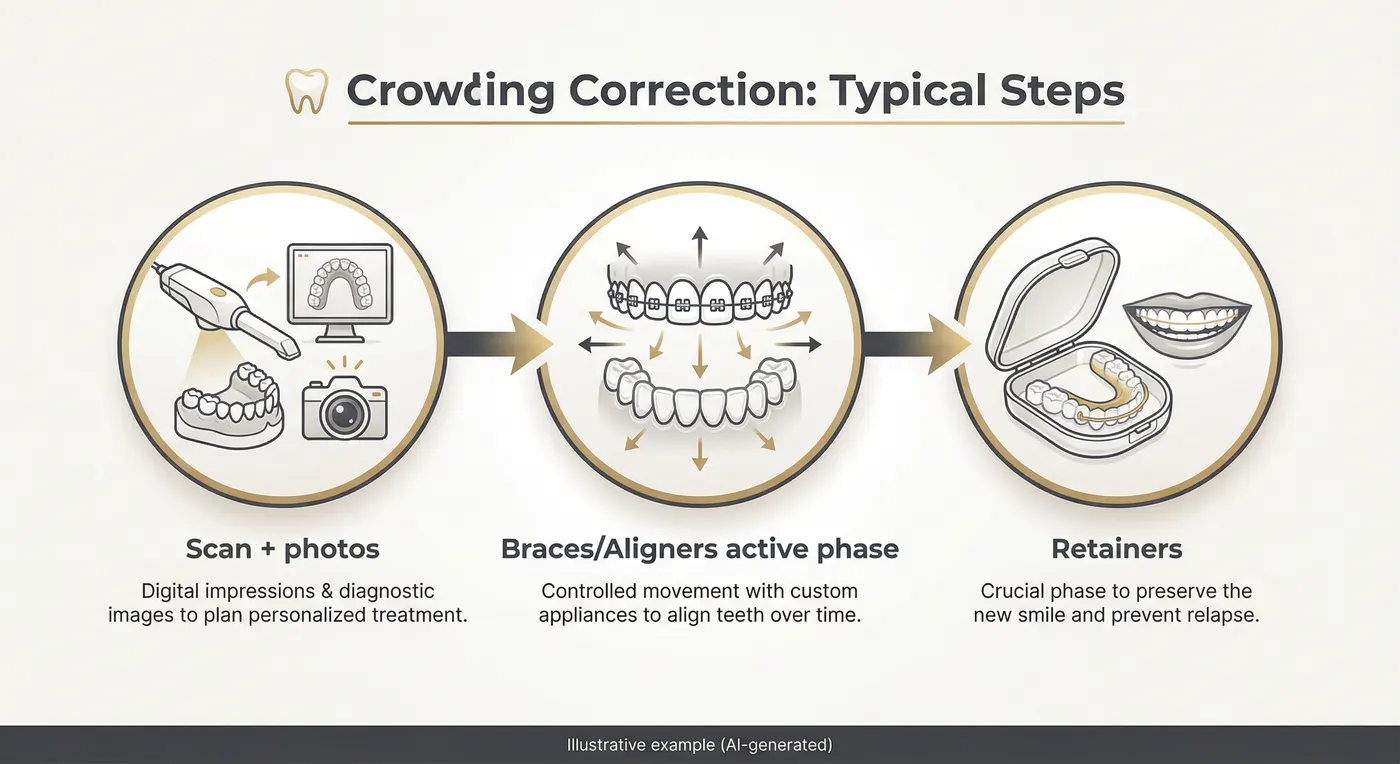 Illustrative timeline graphic for crowding correction